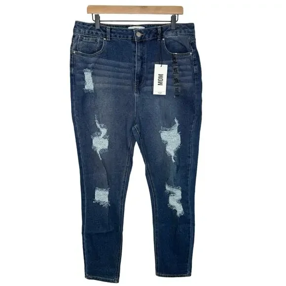 Refuge Distressed Baggy Mom Jeans Size 13 Grunge 90s Y2K Vintage-Inspired Denim - Picture 1 of 14